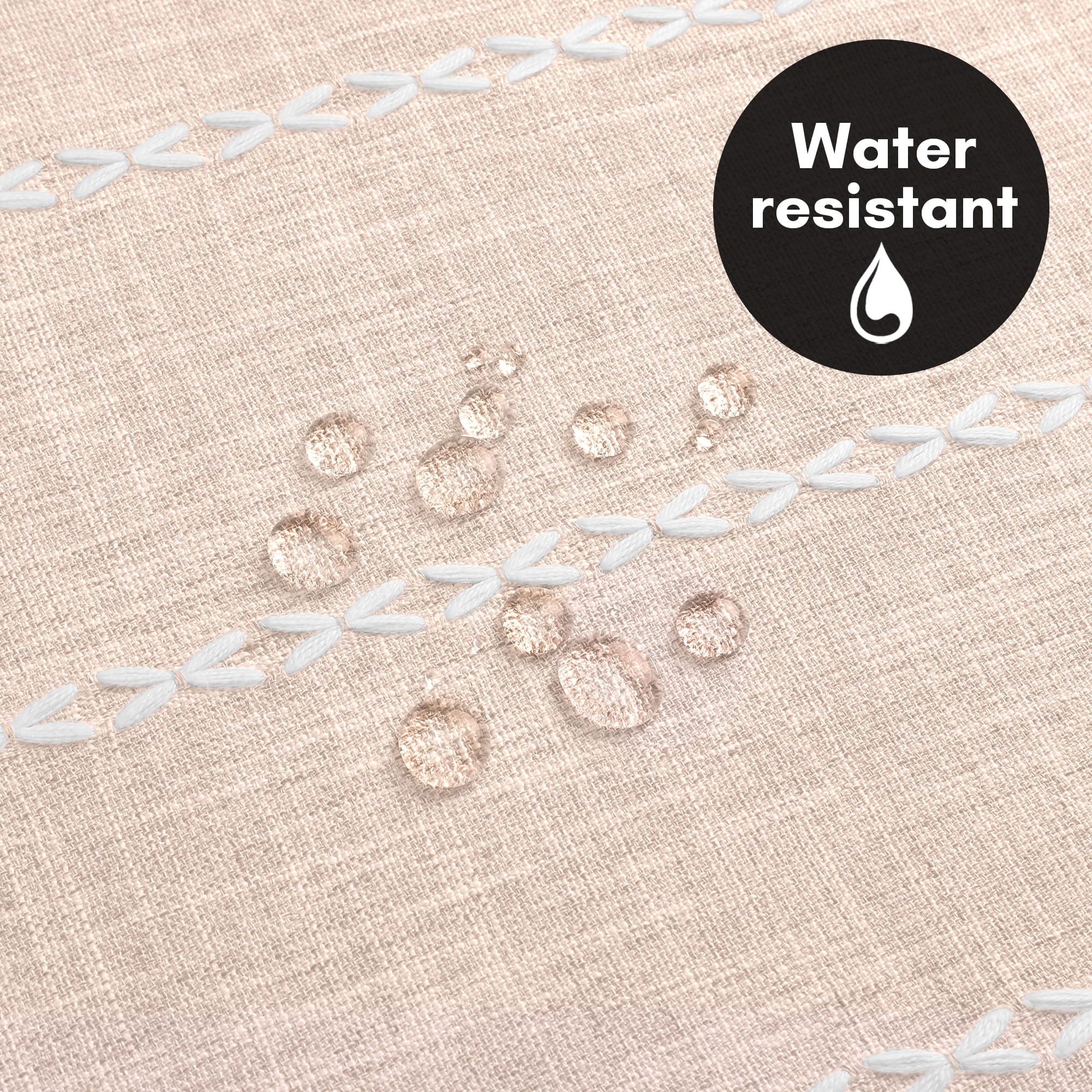 Americanflat 71x71 Woven Linen Pink Shower Curtain with Tassel Accents - Includes 12 Grommets and Hooks - 100% Polyester