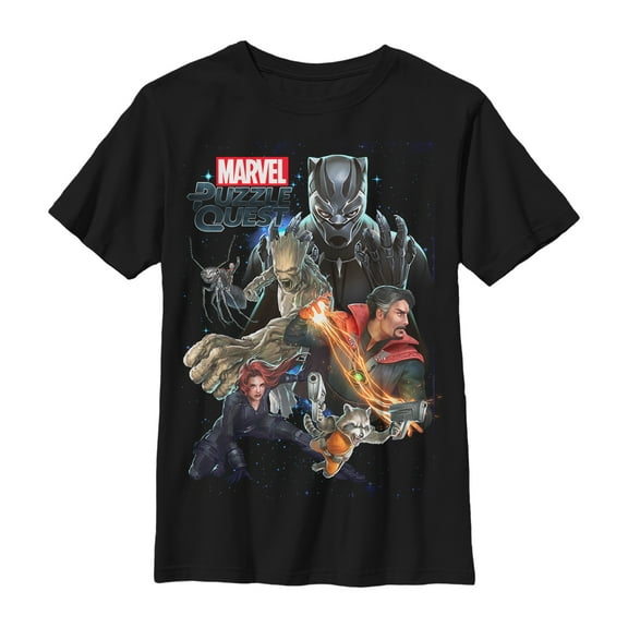 Boy's Marvel Puzzle Quest Team Battle Graphic Tee Black Medium