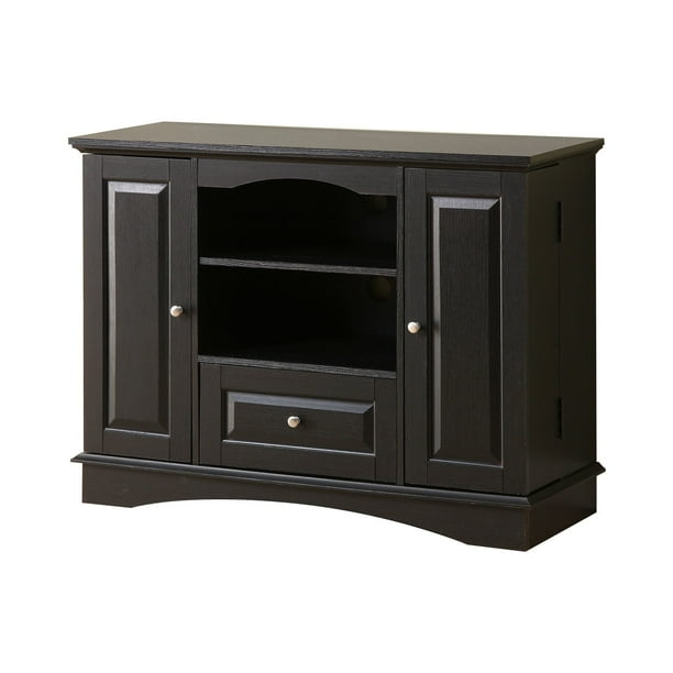 Walker Edison Traditional Tall 42 in. Black TV Stand 48 in. with Doors