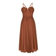 thumbnail image 4 of IROINNID Rollbacks Wedding Guest Dresses for Women Formal Evening Night Dress Summer V-Neck Camis Sleeveless Vest Long Dress Trendy A-Line Dress,Coffee, 4 of 6