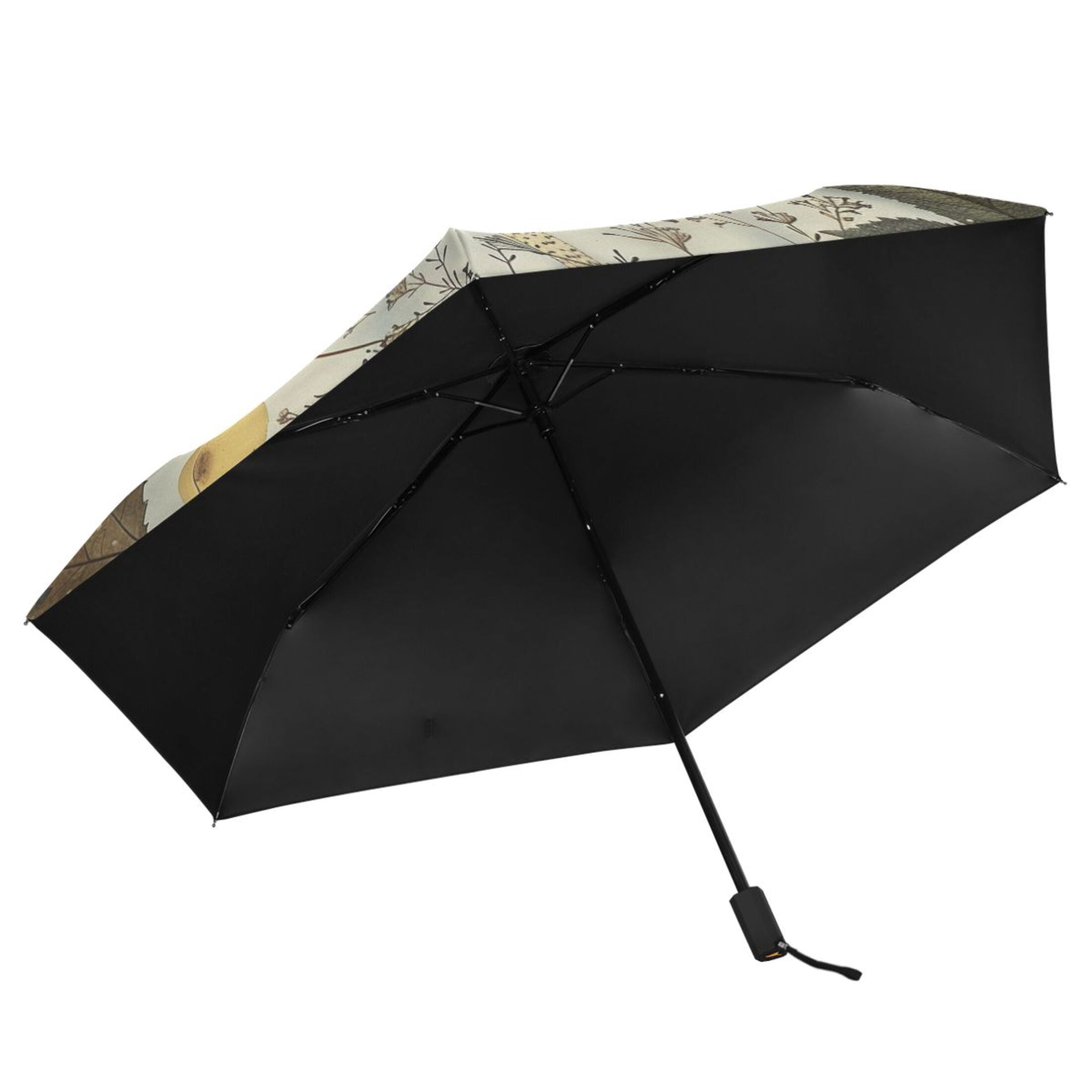ALAZA Retro Mushrooms Pattern UPF 50+ Compact Folding Umbrella for Rain Travel Umbrella Packable