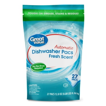 Great Value Automatic Dishwasher Pacs, Fresh Scent, 27 Count