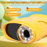 Rechargeable 1000X Handheld Kids Microscope 2 Inch IPS Screen - Ideal Present for 4 to 7 Years Old Children (Yellow)