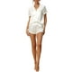 thumbnail image 2 of Conjunto de pijama de satén para mujer INSPIRE CHIC, camisa de botón de manga corta con pantalones cortos, 2 piezas, ropa de descanso, pijama XS blanco, 2 of 6