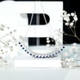 thumbnail image 5 of Rosec Jewels Lab Grown Blue Sapphire Curved Bar Necklace - (AAAA Grade) Blue Sapphire and Moissanite Necklace - with Jewelry Box, 18K White Gold, 5 of 8