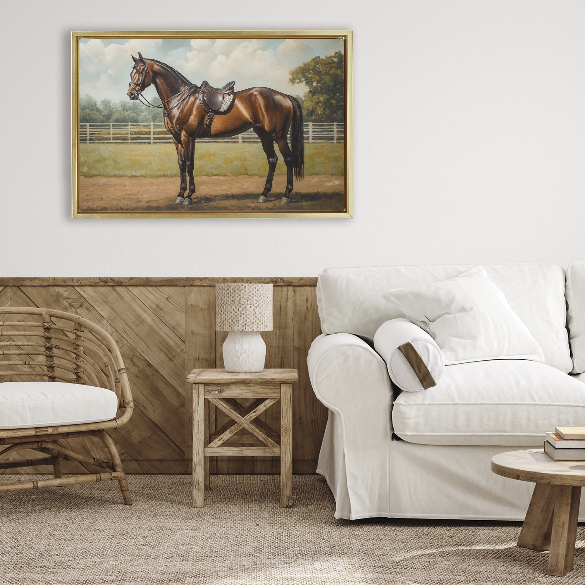 Stupell Industries Saddled & Ready For The Show Gold Framed Floater Canvas Wall Art, design by Petal Prints Design