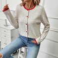 thumbnail image 6 of Aimik Women's Open Front Knit Cardigan Lightweight Speckled Sweater with Contrast Red Trim Button Down Loose Fit Outwear for Fall Spring, 6 of 6