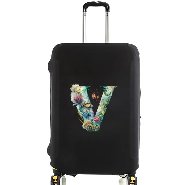 Luggage Covers Protective Cover Travel Luggage Scratch Proof Dust Cover Reusable Dust Cover Washable Fish Letter Print Pattern 8fish letter V XL