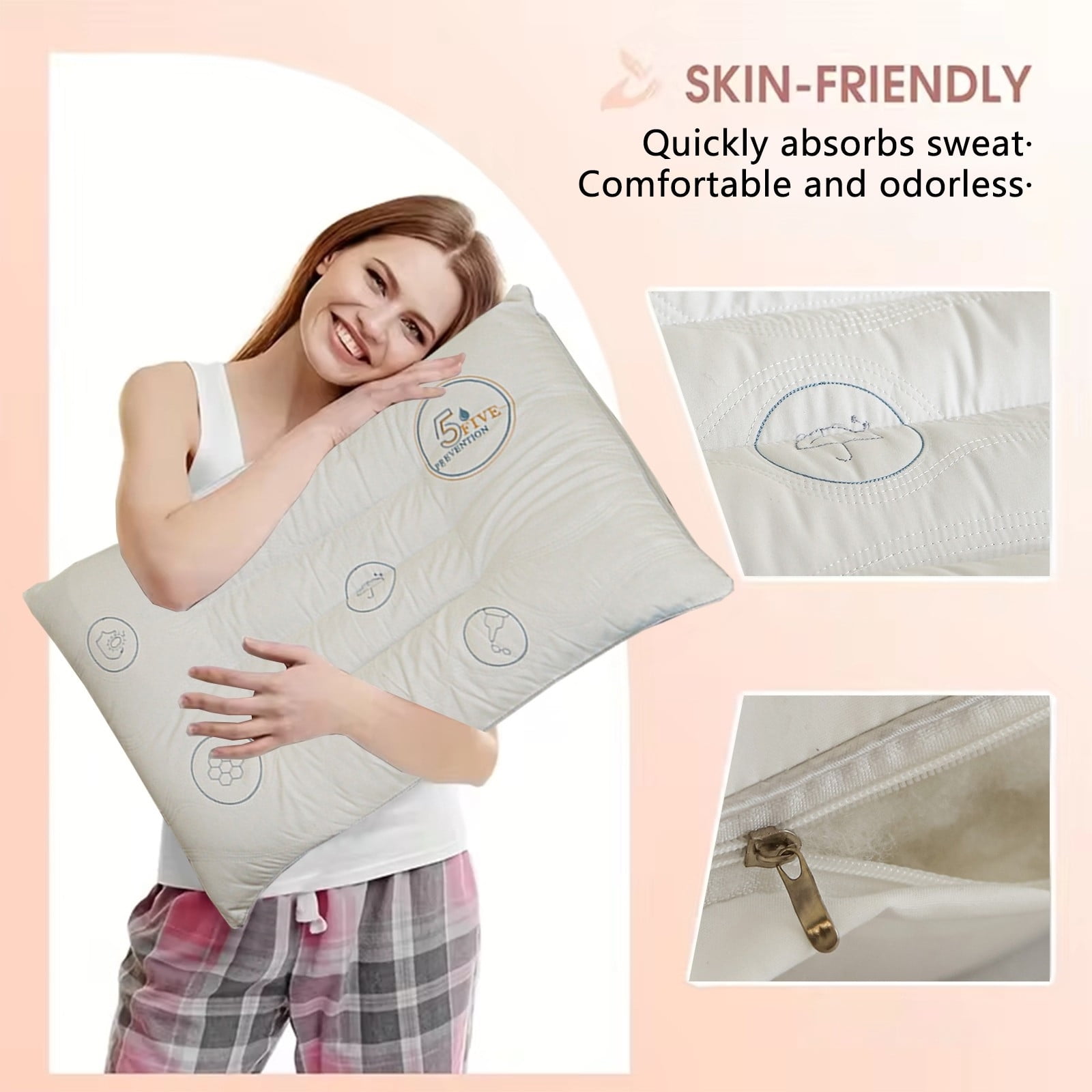 Qiopertar Ergonomic Cervical Pillow, Memory Foam Neck Support Pillow for Pain Relief, Enhanced Contoured Pillow for Side Back Stomach Sleepers Adults Office Home