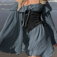 thumbnail image 5 of Elainilye Fashion Women's Formal Dresses Off Shoulder Trumpet Sleeves Ruffled Sweet Retro Vintage Style Chiffon Dress,Black, 5 of 6