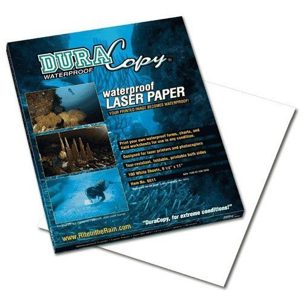 Rite In The Rain Waterproof DURARITE Copier Paper, 8 1/2" x 11", White, 100 Sheet Pack 6511