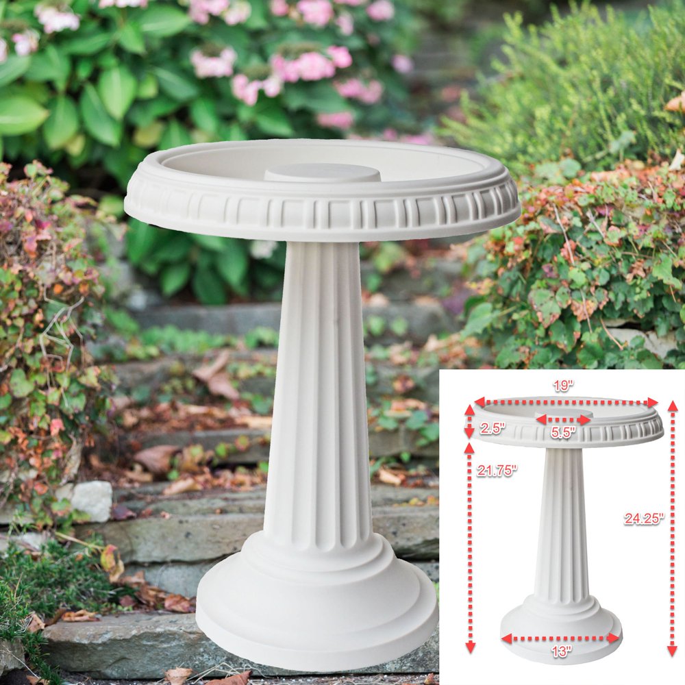 Bloem Grecian Bird Bath with Pedestal 24" x 19" White
