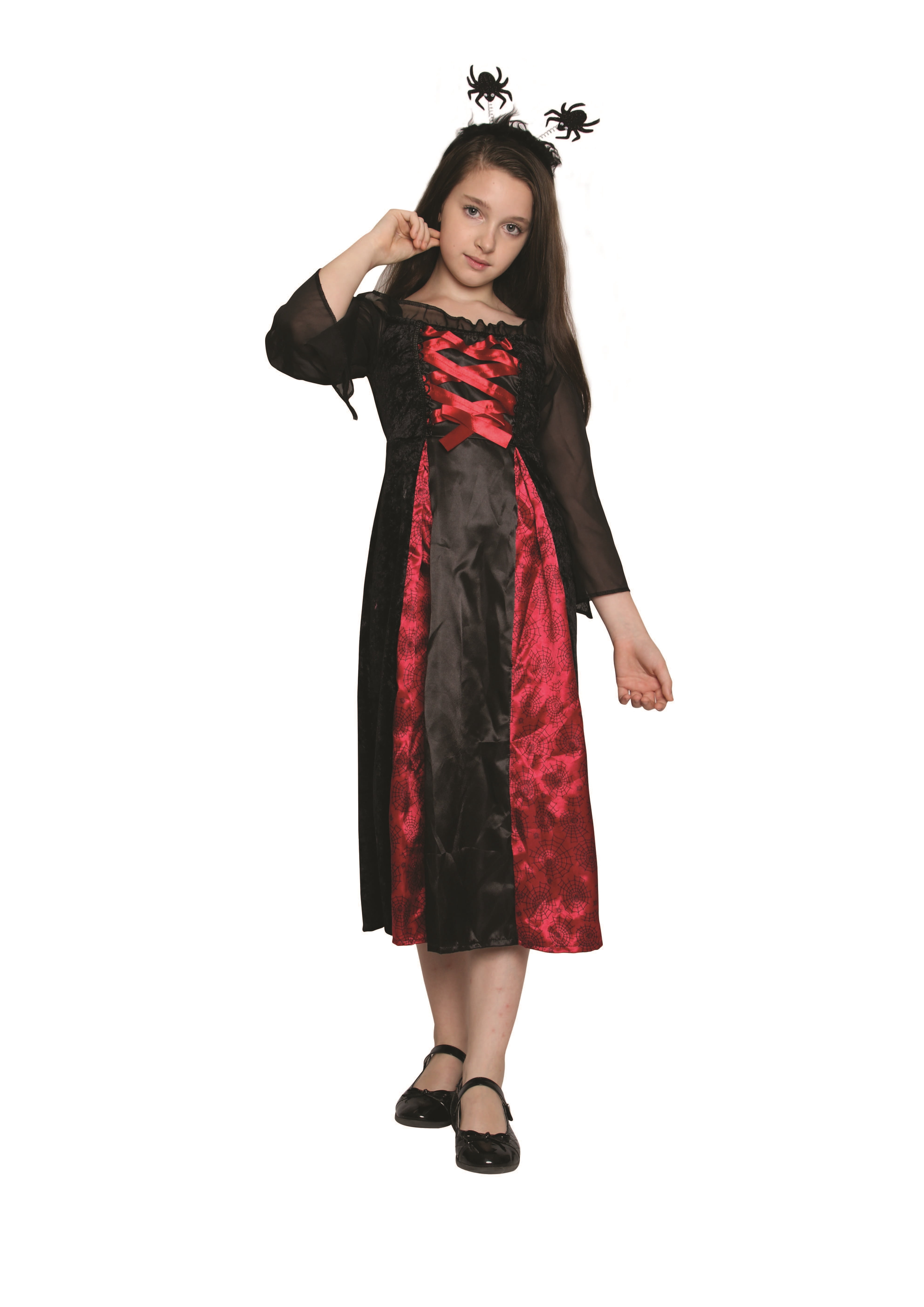 Red and Black Spider Princess Girl Child Halloween Costume - Large