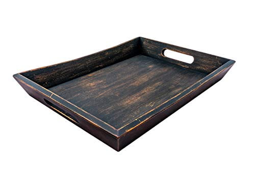 EZDC Wooden Tray, Coffee Table Tray, Ottoman Tray Dark Brown 16 x 12 ...