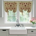 thumbnail image 4 of Boho Floral Balloon Curtains 63 Inch Length for Living Room/Bedroom, Modern Geometric Ethnic Abstract Flowers Red Green Rod Pocket Privacy Door Curtains Decorative Tie Up Shade for Window 52"x63", 4 of 8