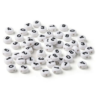 Plastic White Number Beads, Mixed Numbers, 7mm Round, 500 beads