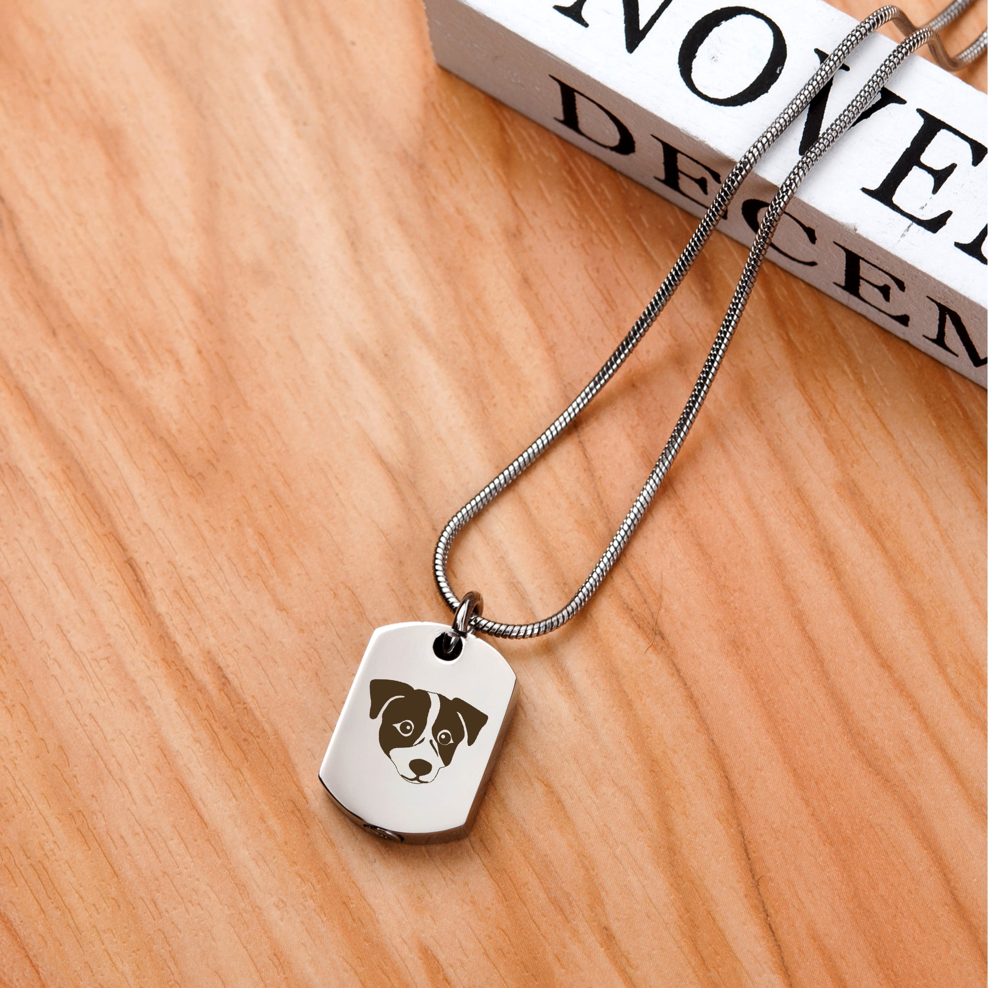 Anavia Jack Russell Terrier Dog Tag Cremation Necklace, Pet Memorial Necklace, Urn Necklace for Ashes, Cremation Pendant, Pet Cremation Jewelry, Memorial Jewelry for Pets, With Funnel Kit