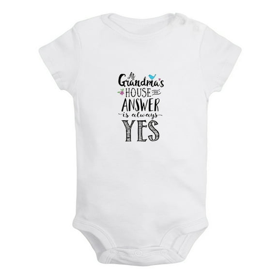 At Grandma's House Answer is Always Yes Funny Rompers For Babies, Newborn Baby Unisex Bodysuits, Infant Jumpsuits, Toddler 0-12 Months Kids One-Piece Oufits (White, 6-12 Months)