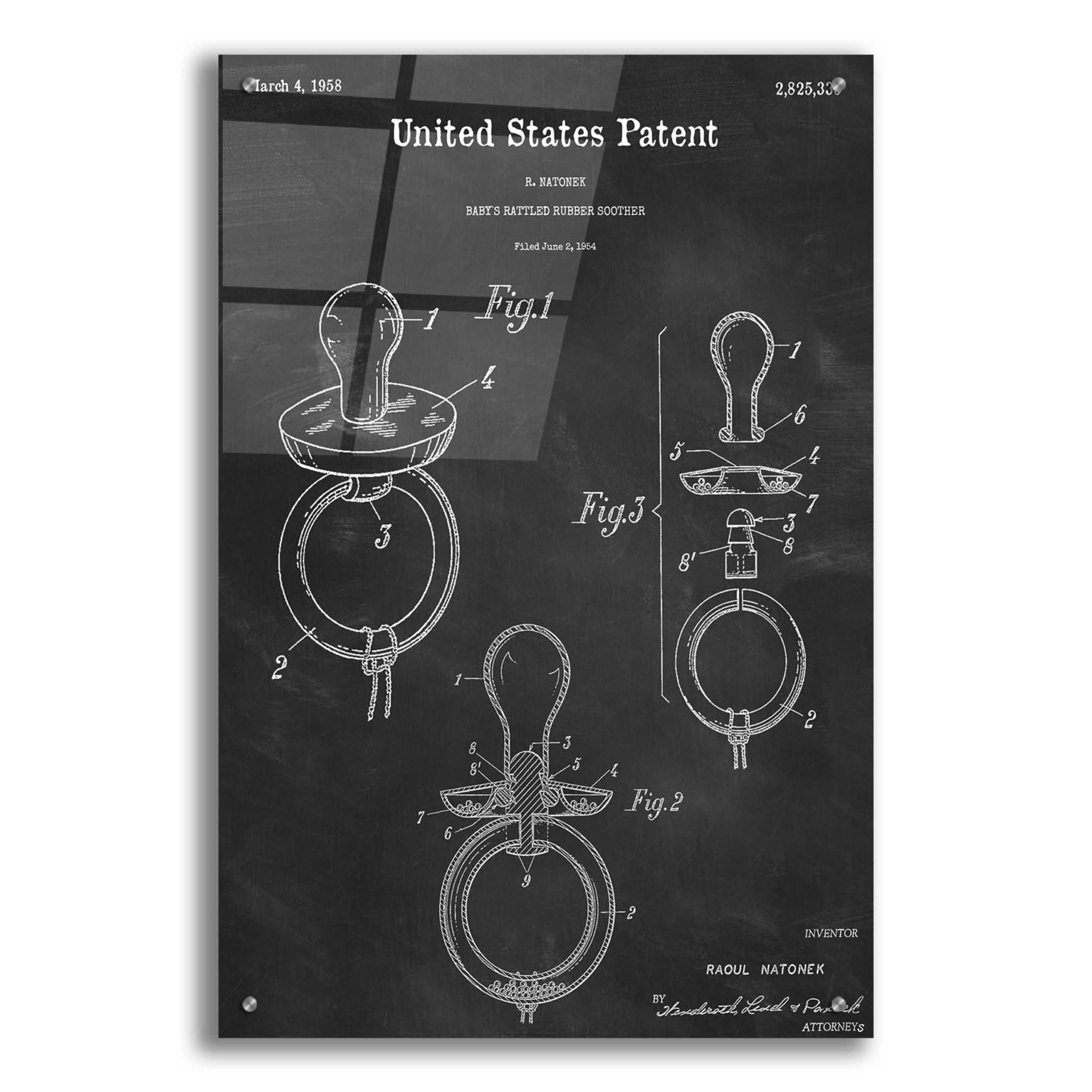Epic Art 'Baby Pacifier Blueprint Patent Chalkboard,' Acrylic Glass