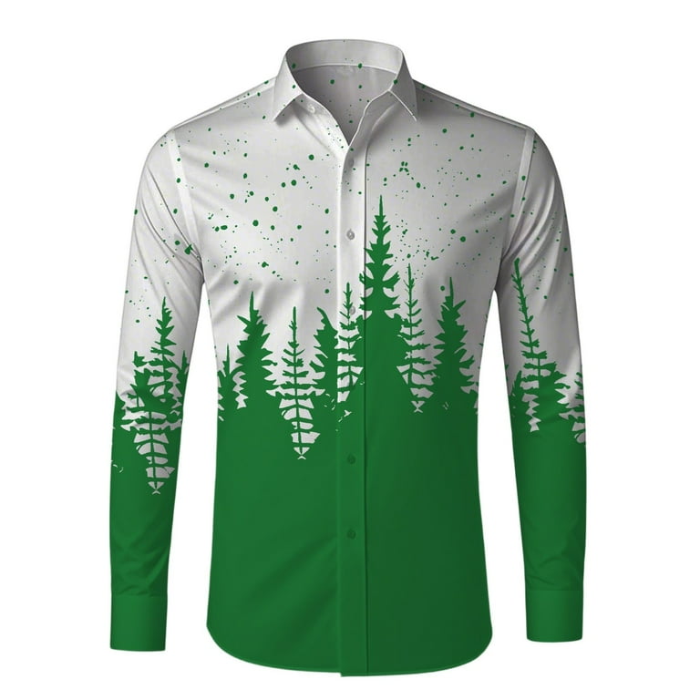 XDZJLR Mens Christmas Shirts Long Sleeve Print Shirt Festive Holiday Button  Down Top With Seasonal Pattern Comfortable Casual Dress Shirt Parties  Family Gatherings Blouse Green Xxxl - Walmart.com