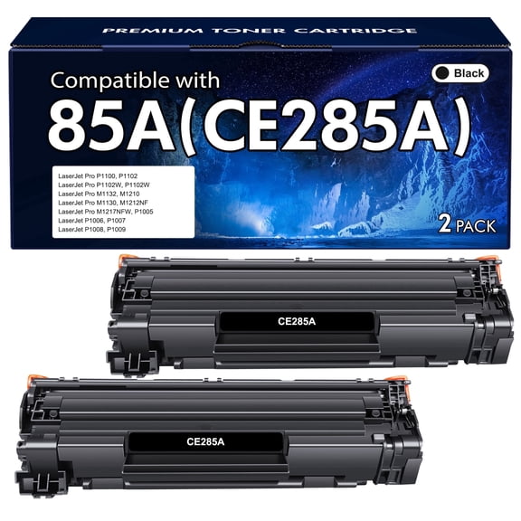CE285A 85A Toner Cartridge Black Compatible for HP 85A CE285A Toner for LaserJet Pro P1102w P1006 P1102 1102W P1102whp M1217nfw M1212nf M1132 M1210 MFP M1217 P1005 Series Printer Ink 2-Pack