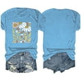 thumbnail image 4 of Blusas de Verano de las Mujeres Flor Impresa Cuello Redondo Manga Corta Superior, Verano Superior de las Mujeres, 4 of 4