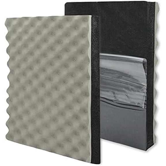 Soundproofing Closed Cell Foam - 2 Pack Self-Adhesive 16'' X 12'' X 1.8'' Thickened Egg Crate Sound Proof Foam - Acoustic Foam Panels Great for Noise & Thermal Insulation (Gray)