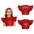 thumbnail image 2 of iiniim Girls Sparkle Sequin Dance Shirt Ruffle Sleeveless Crop Top For Jazz Hip-hop Stage Performance Red 12, 2 of 7