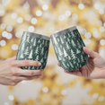 thumbnail image 2 of 12oz Stemless Wine Tumblers Green Christmas Tree Pattern Vacuum Insulated Stainless Steel Travel Tumbler Cups Mug with Lid and Straw for Champaign,Cocktail,Beer with Cleaning Brush, 2 of 5