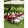 thumbnail image 3 of Outdoor Tablecloth with Umbrella Hole and Zipper, Red Plaid Christmas Rectangle Table Cloth 60x102 Inch Waterproof Tablecloth, Truck Xmas Tree Snowflake Winter Poinsettia Picnic Table Cover for Patio, 3 of 7