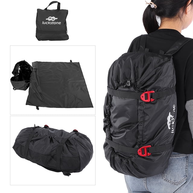 Mochila de escalada en roca, bolsa de cuerda plegable para equipo de transporte para acampar al aire libre y senderismo (negro) Ecomeon no