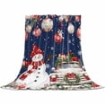 thumbnail image 2 of Christmas Snowman Truck Throw Flannel Blanket 30x40In Poinsettia Leaf Xmas Balls Blue Background Super Soft Cozy Bed Blanket, Lightweight Plush Fuzzy Bed Throw for Bedroom Sofa Couch Living Room, 2 of 4