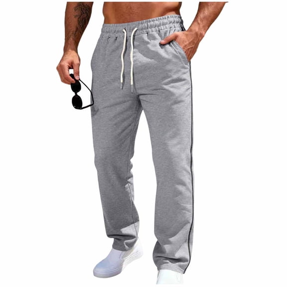 LEKWK Mens Training Pants Regular Fit Athletic Sweatpants with Side Stripe Design Breathable Workout Bottoms Adjustable Drawstring Waist Gym Outfits
