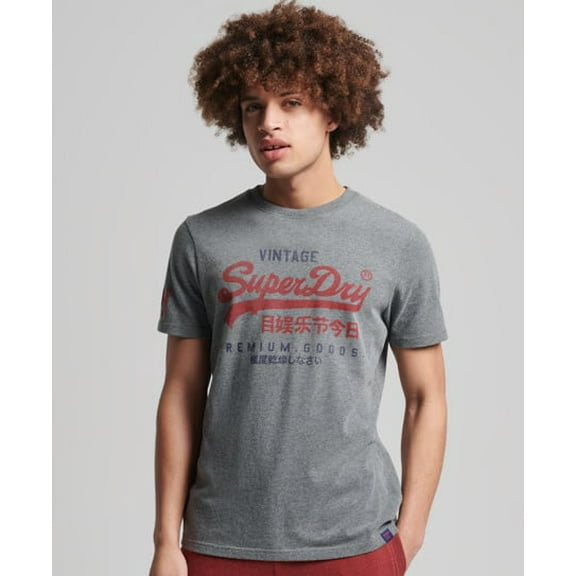Superdry Mens Classic Graphic Logo T-Shirt Grey Size XX-Large