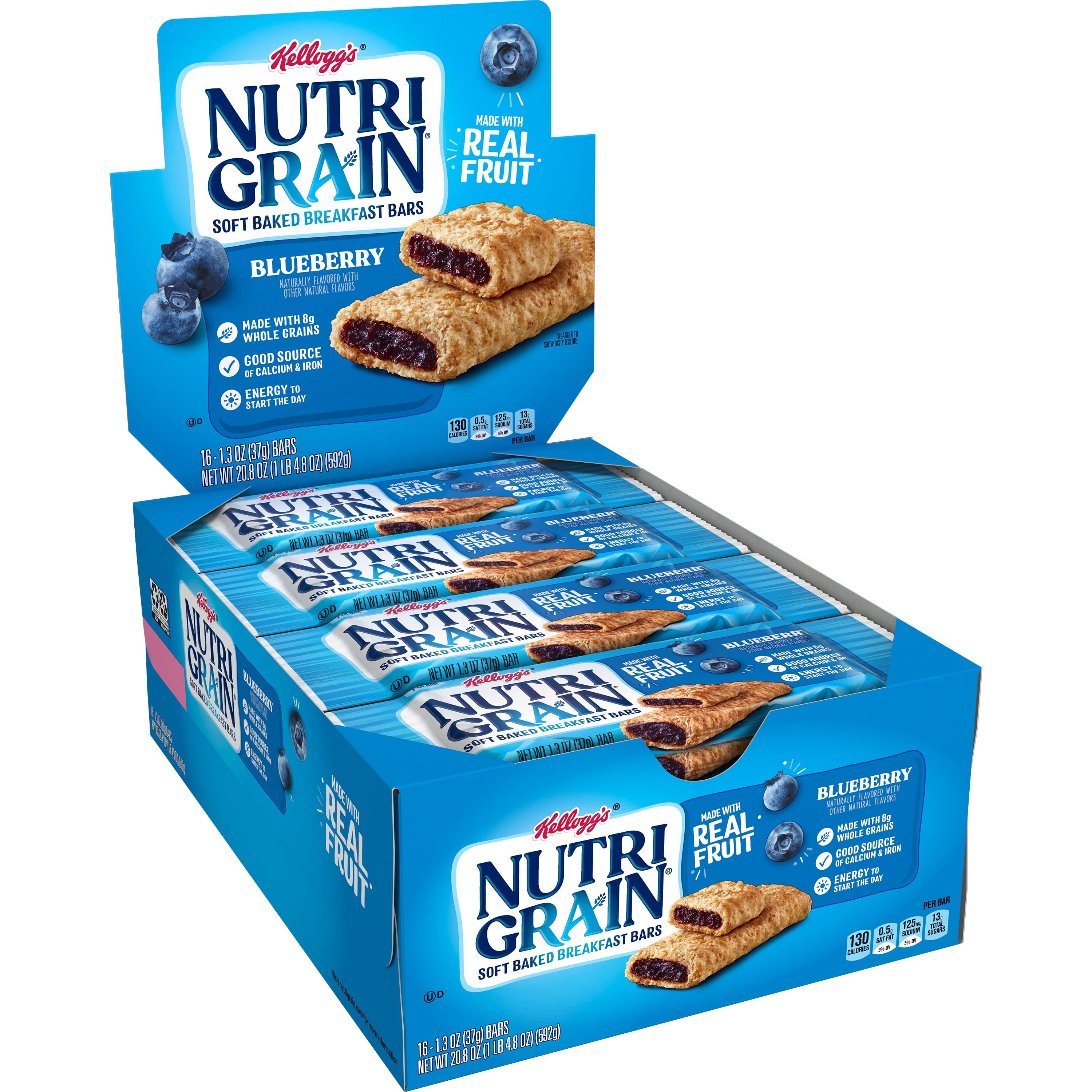 Kellogg's NutriGrain Soft Baked Breakfast Bars, Blueberry, 16ct 20.8oz