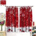 thumbnail image 4 of Merry Christmas Curtains, Christmas Ball Winter Snowflakes Glitter Red Print Rod Pocket Thermal Drapes for Living Room Bedroom Kitchen Window Treatment, 84x84 Inch, 4 of 7