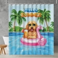 thumbnail image 2 of Hello Summer Goldendoodle at Swimming Pool Flamingo Swim Ring Shower Curtain Doodle Dog Lover Gifts Idea Waterproof Bathroom Bathtub Curtain - 12009, 2 of 5