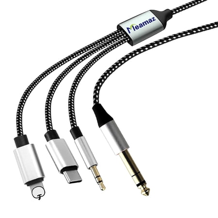 Meamaz 6.56FT MFi Certified 1/4 Inch TRS Cable Within 1/4 to USB C 3.5mm to TRS Adapter DAC Chip Include 3-in-1 Stereo 1/4 TRS Cable for Headphone AMP(Compatible with iPhone