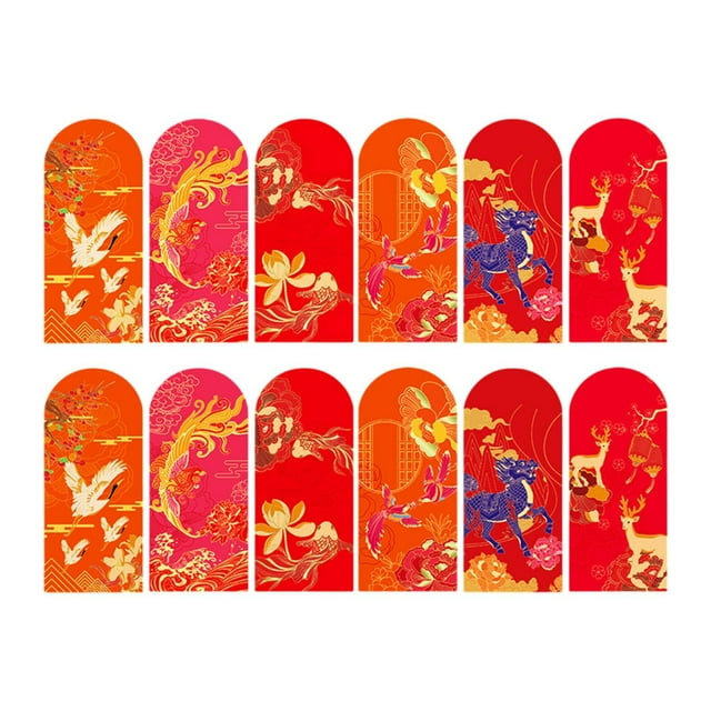 12 sobres rojos de Año Nuevo chino, paquetes rojos, regalo decorativo portátil No Snake Impreso