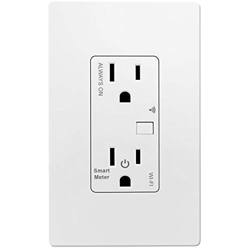 Works with  Alexa & Google Assistant TGWF15RM TOPGREENER Smart Wi-Fi Outlet with Energy Monitoring In-Wall No Hub Required Tamper-Resistant 