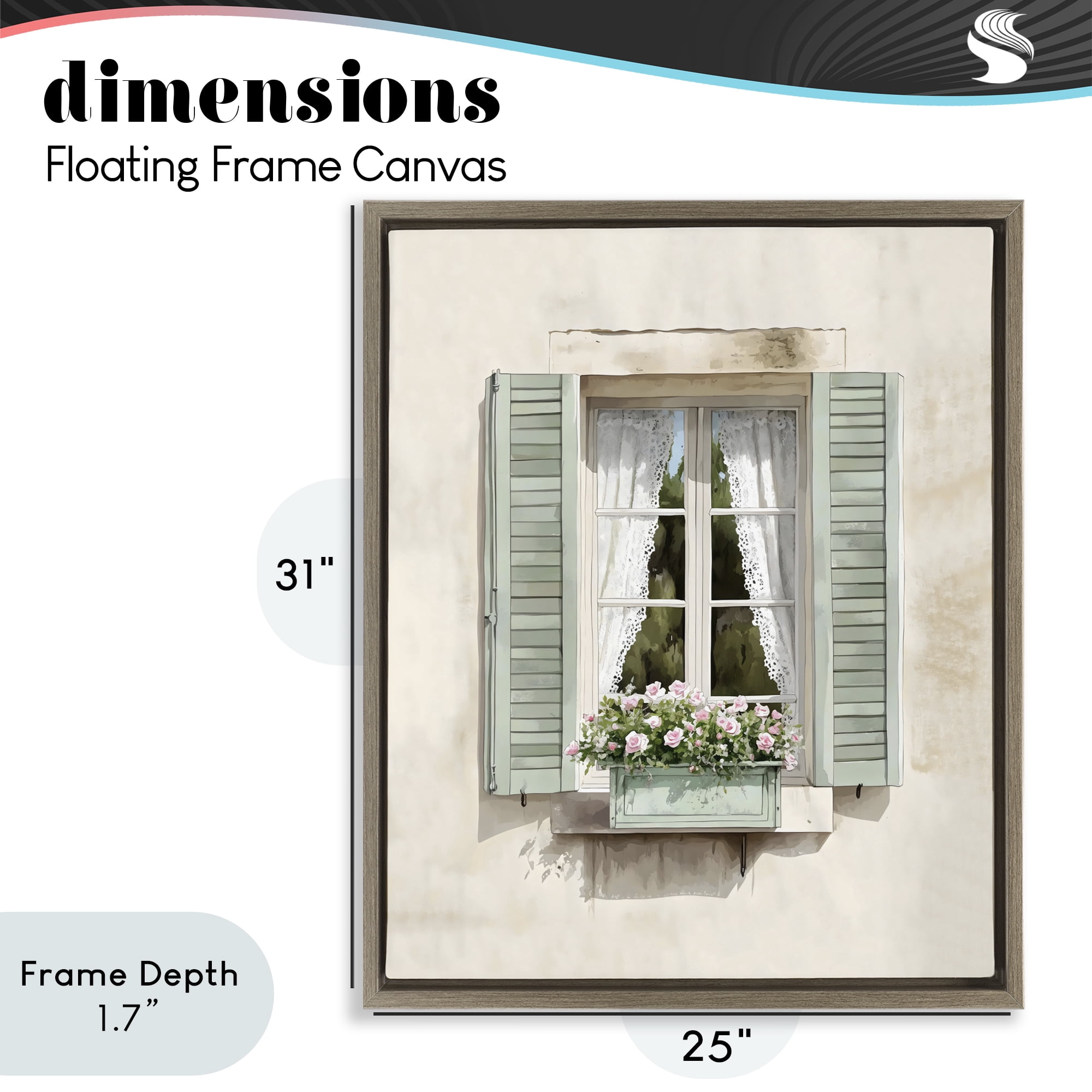 Stupell Industries French Cafe Window Curtains Brown Framed Floater Canvas Wall Art, design by LSR Design Studio