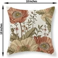 thumbnail image 6 of Vintage Floral Pillow Covers 18x18 Set of 2 Rustic Brown Red Flowers Decorative Throw Pillows Botanical Leaf Outdoor Pillowcase Decorations Linen Farmhouse Cushion Case for Couch Sofa Decor, 6 of 6