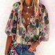 thumbnail image 2 of Camisa con estampado de botones con cuello en V de primavera y otoño para mujer Top suelto informal Pompotops  FGAJ15580, 2 of 5
