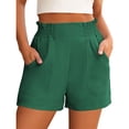 thumbnail image 2 of Linen Shorts for Women Casual Comfy Shorts Summer Trendy Mid Waisted Short with Pockets 2026 Dark Green, 3XL, 2 of 6