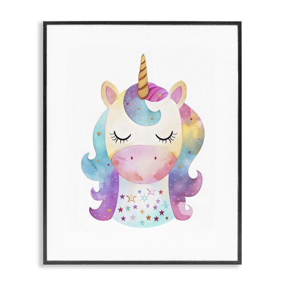 Stupell Industries Bohemian Unicorn Nursery Fantasy Animal Black Framed Giclee Art, 11 x 14, by LSR Design Studio