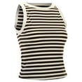 thumbnail image 5 of Wang6 Women High Neck Ribbed Tank Tops Striped Printed Sleeveless Slim Fit Summer Tops Causal Crew Neck Graphic T-Shirts Tees Coffee L, 5 of 8