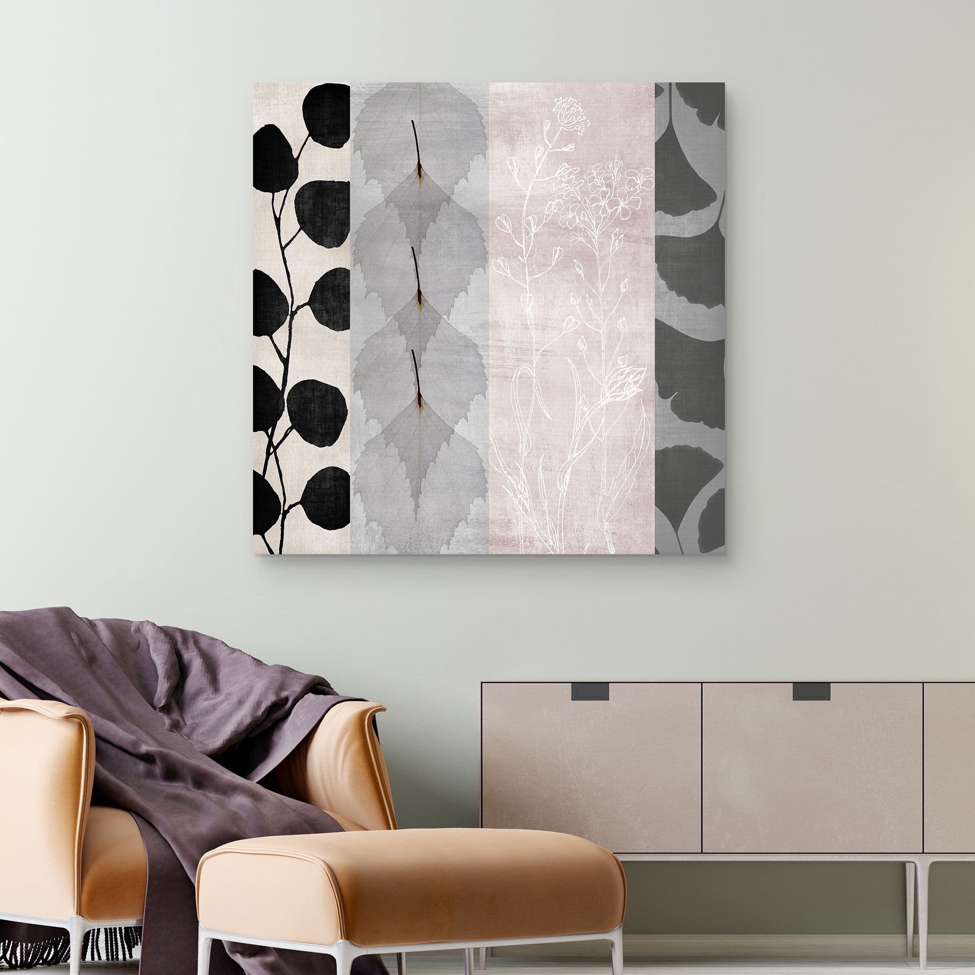 Nikki Chu Botanical Blush Abstract Canvas Art Print, 35" x 35", by Nikki Chu