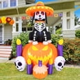thumbnail image 2 of DomKom Decoraciones inflables para Halloween, Día de Los Muertos, perro Catrina de 6 pies con calabaza y velas, LED incorporados para fiestas navideñas, jardín, césped, patio, decoración de patio, 2 of 5