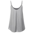 thumbnail image 3 of A2Y Women's Relaxed Fit Wool Dobby Woven Double Layer Spaghetti Cami Pleated Top Light Grey 1XL, 3 of 6