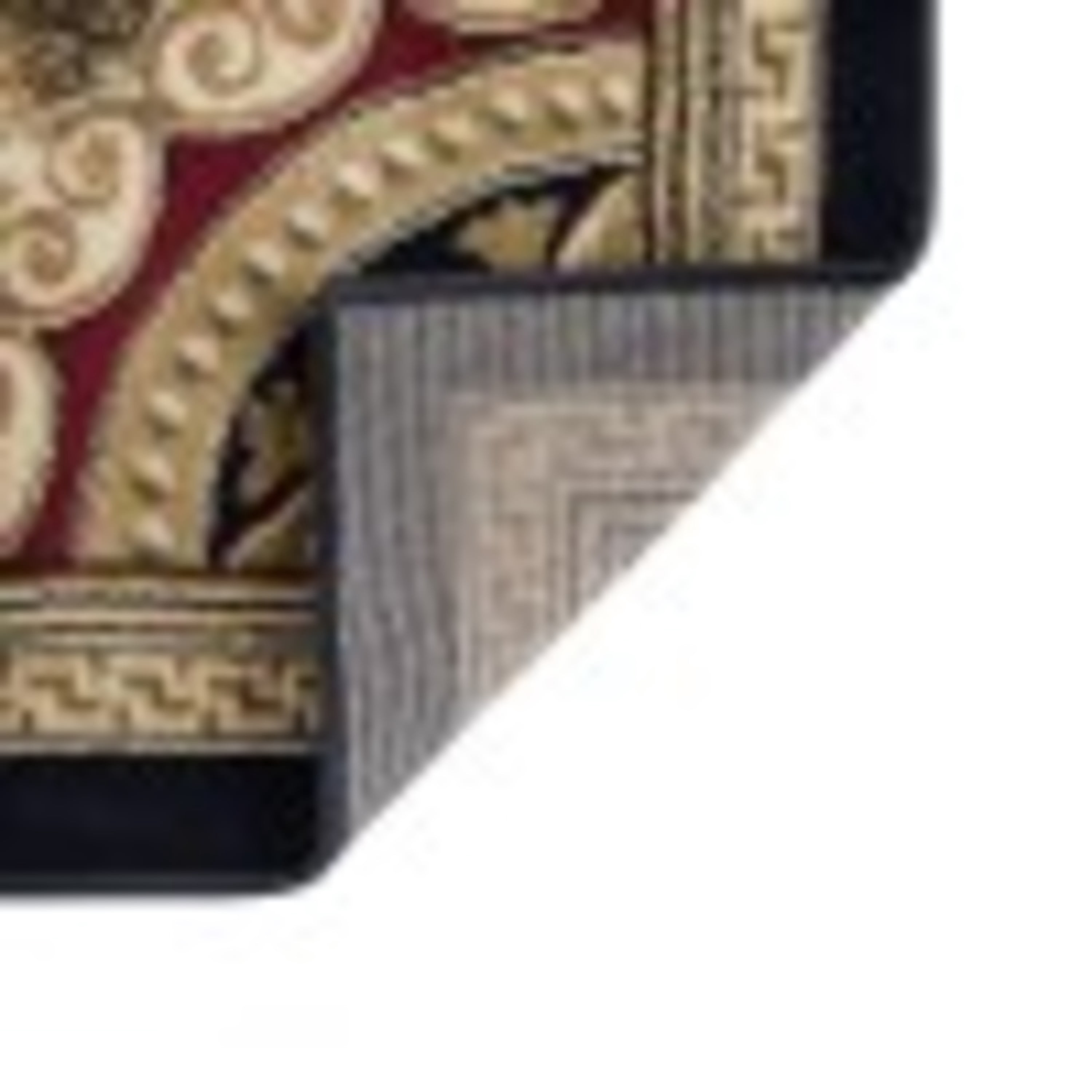 Sensation Traditional 2' x 7' Black and Beige Polypropylene Indoor Area Rug